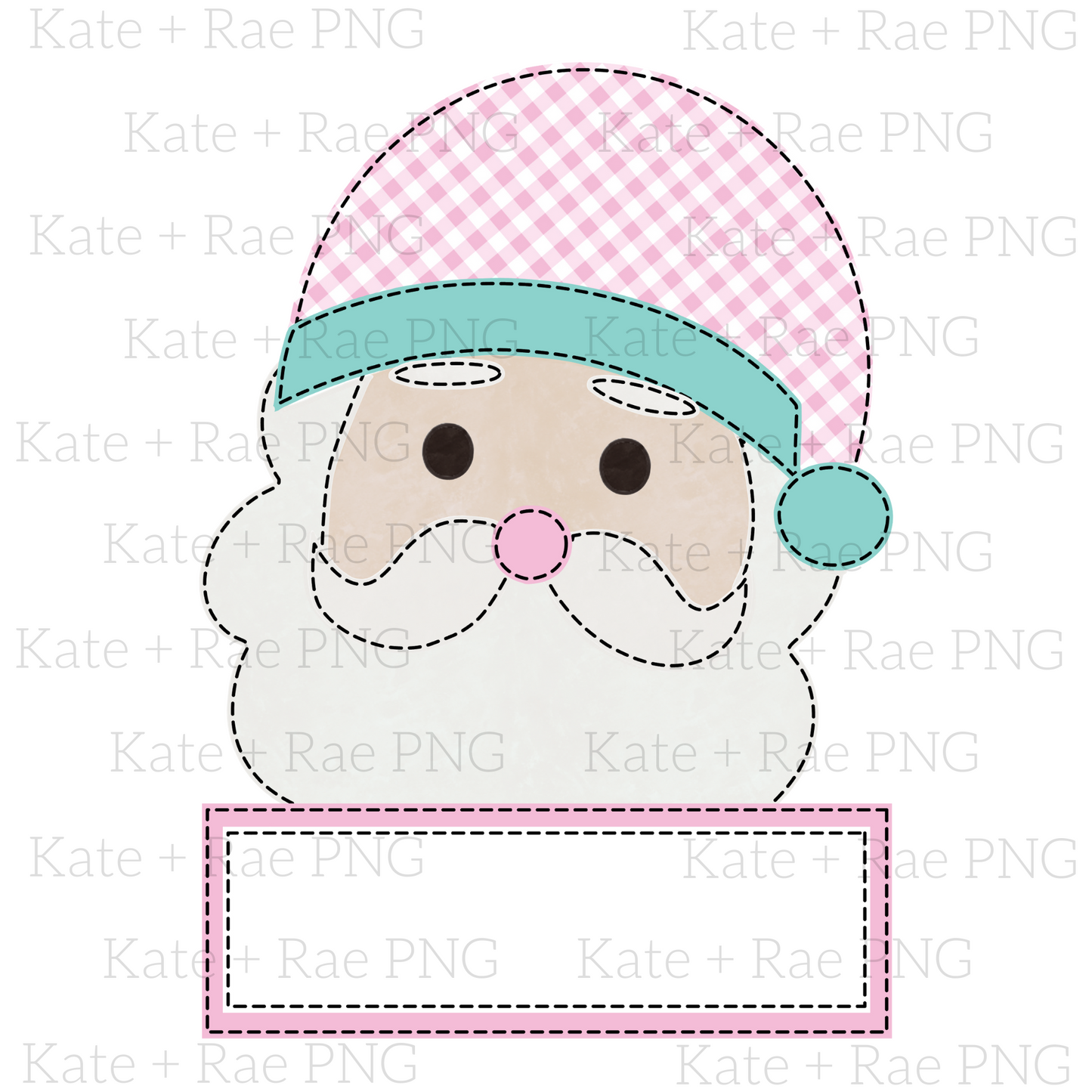 Pink Santa Faux Applique - Name Plate