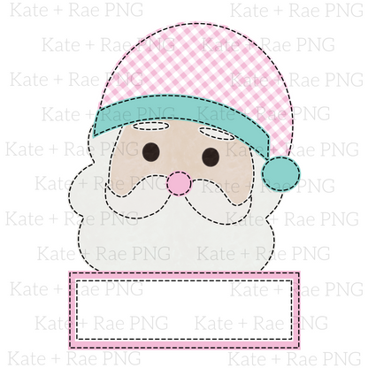 Pink Santa Faux Applique - Name Plate