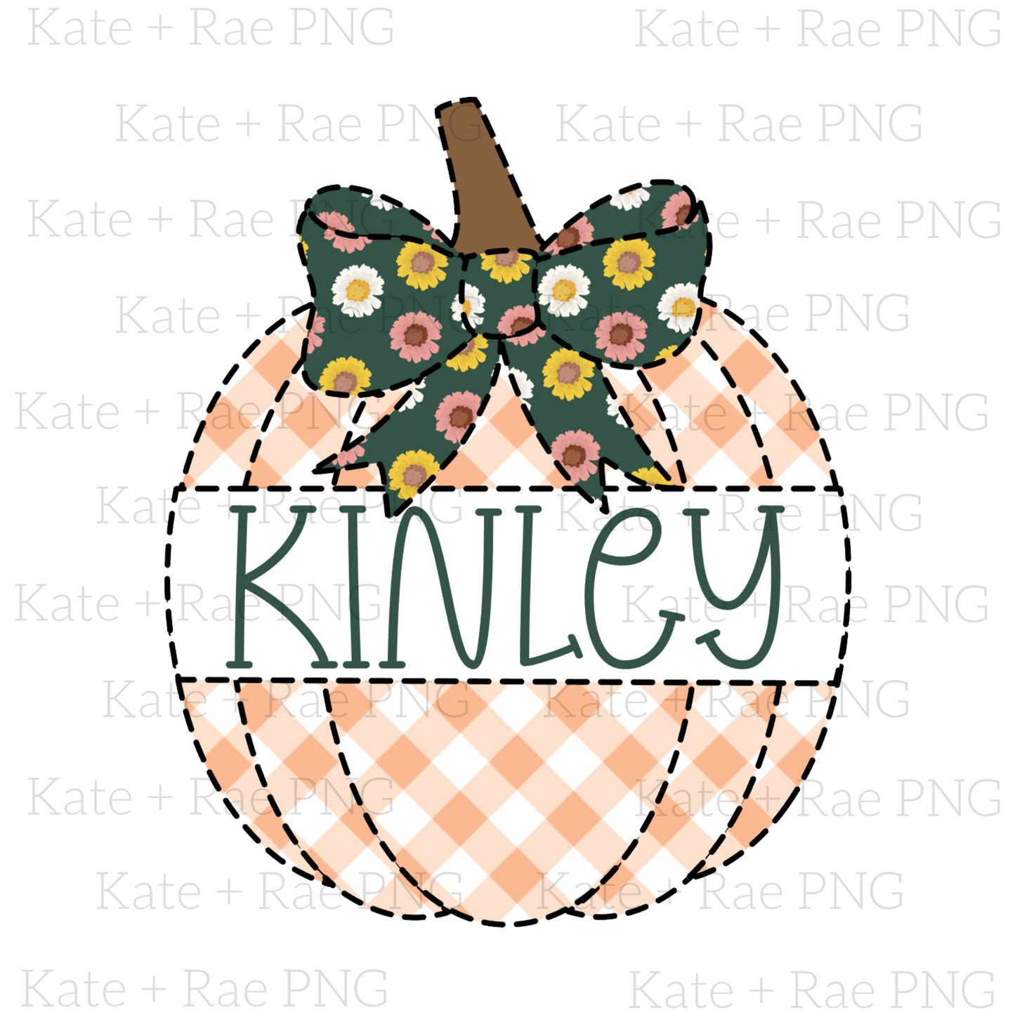 Floral Pumpkin Faux Applique with Name Plate