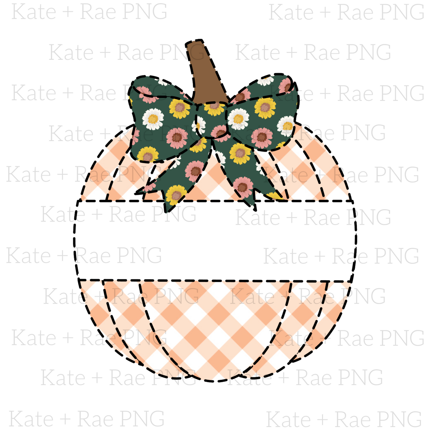 Floral Pumpkin Faux Applique with Name Plate