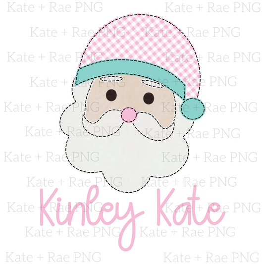 Pink Santa Faux Applique - No Name Plate