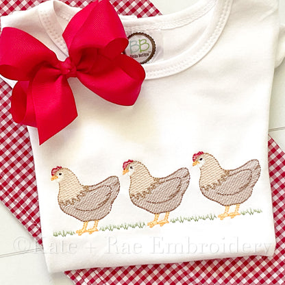 Chicken Trio Sketch Stitch Design