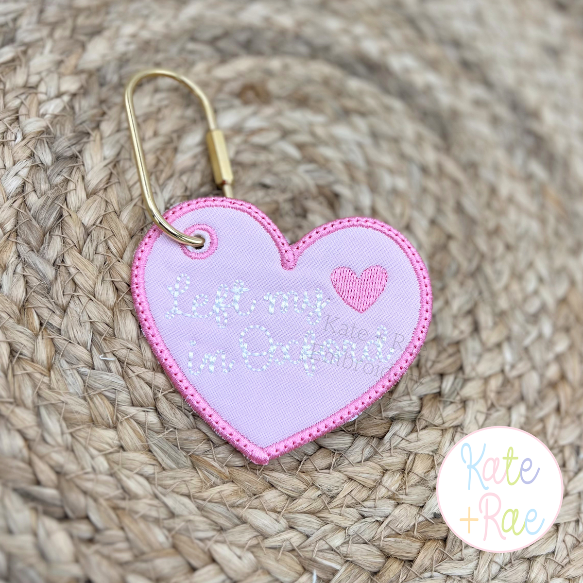 Heart Satin Stitch Bag Tag/ Keychain In The Hoop Embroidery Design