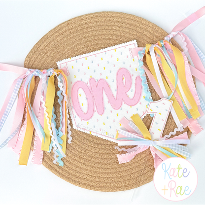 Birth/ Birthday Bean Stitch Applique Banner In The Hoop Embroidery Design