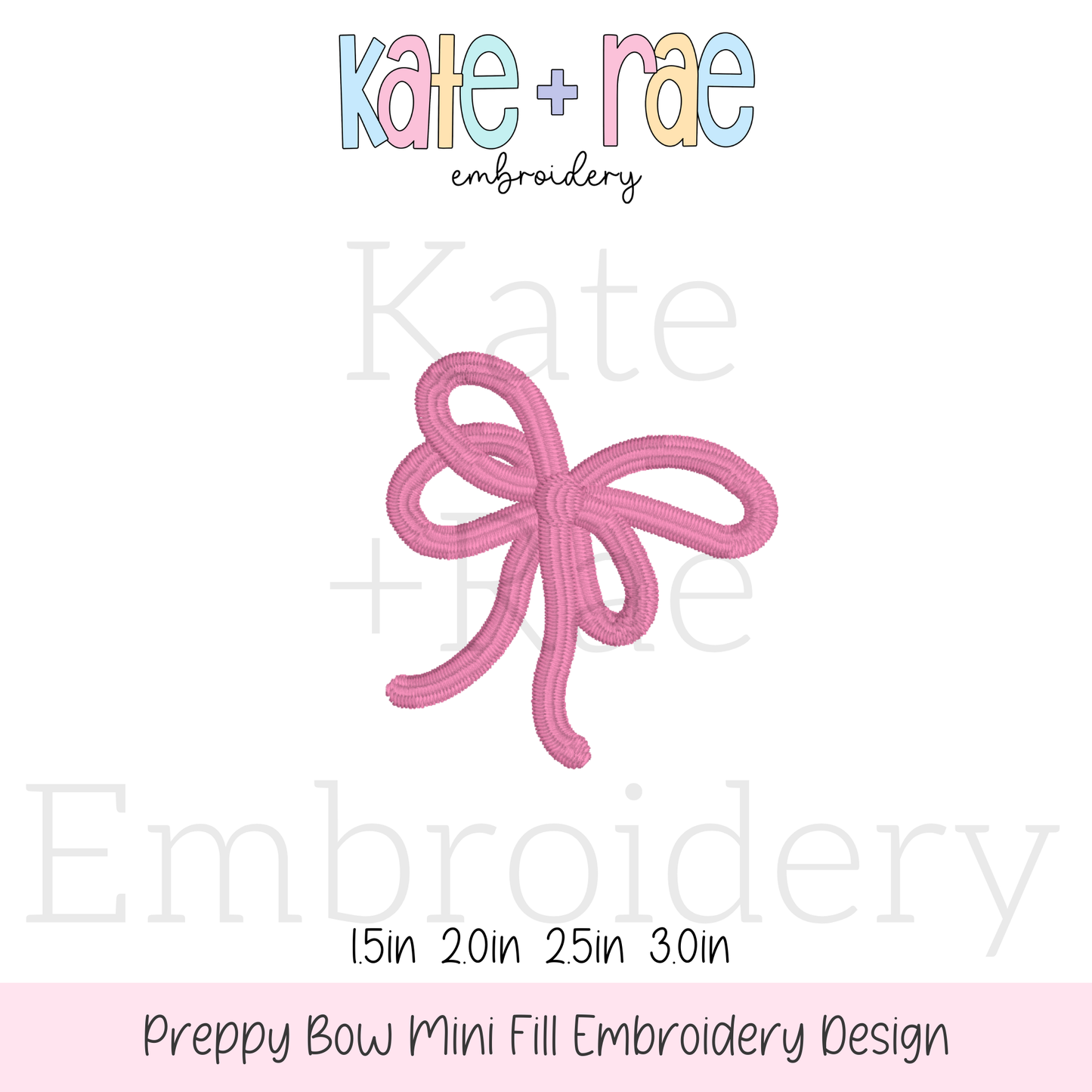 Preppy Bow Mini Fill Stitch Embroidery Design