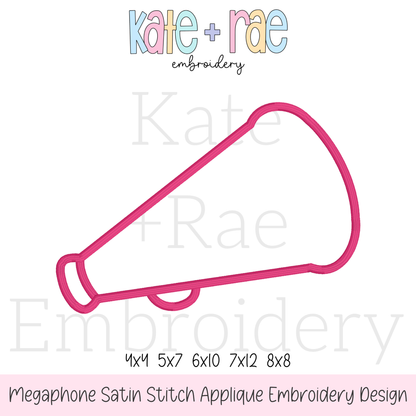 Cheer Megaphone Satin Stitch Applique Embroidery Design