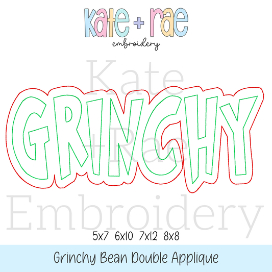 Grinchy Double Bean Stitch Applique Embroidery Design