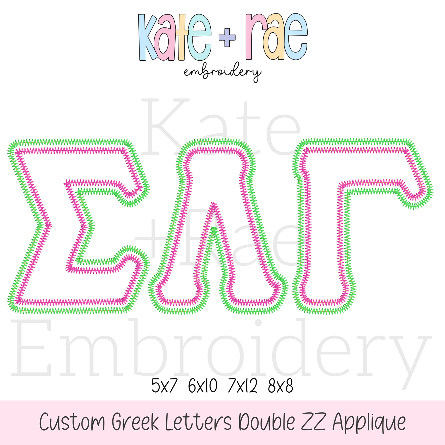 Custom Greek Letters Double ZZ Applique