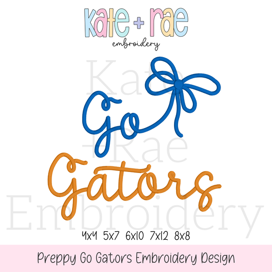 Preppy Go Gators Embroidery Design