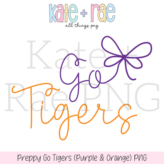 Preppy Go Tigers (Purple & Orange) PNG