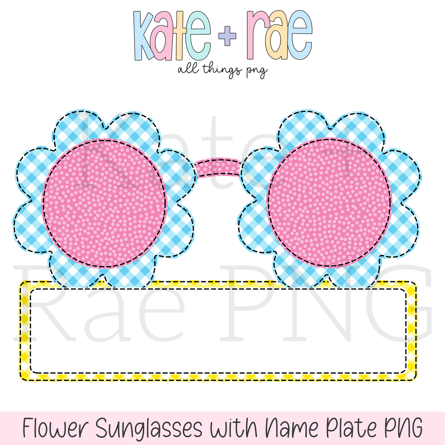 Summer Flower Sunglasses Faux Applique PNG