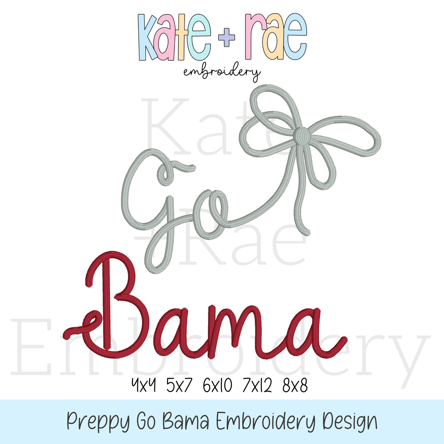 Preppy Go Bama Embroidery Design