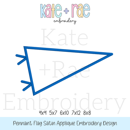 Pennant Flag Satin Stitch Applique Embroidery Design