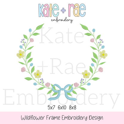 Wildflower Frame Fill Stitch Embroidery Design