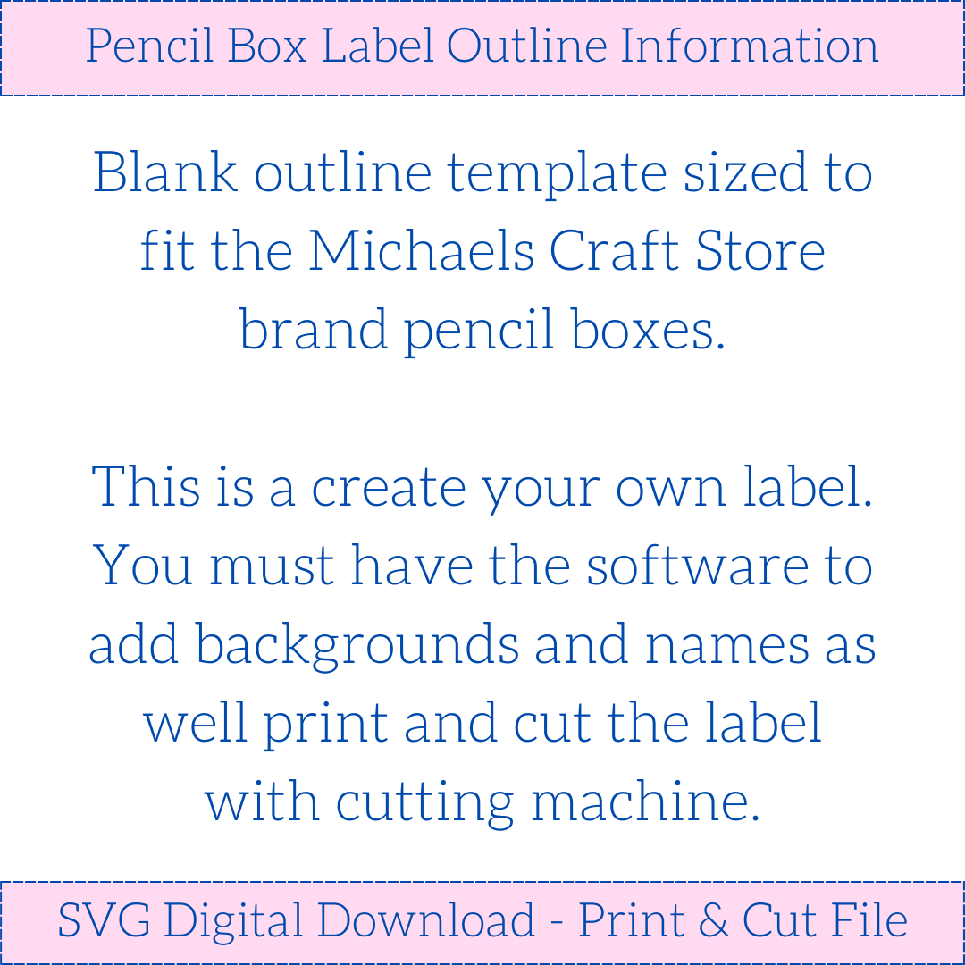 Michaels Craft Store Pencil Box Outline Template SVG