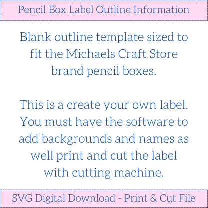 Michaels Craft Store Pencil Box Outline Template SVG