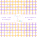 Purple & Gold Plaid Watercolor Seamless Pattern: Seamless watercolor plaid pattern of gold and purple stripes