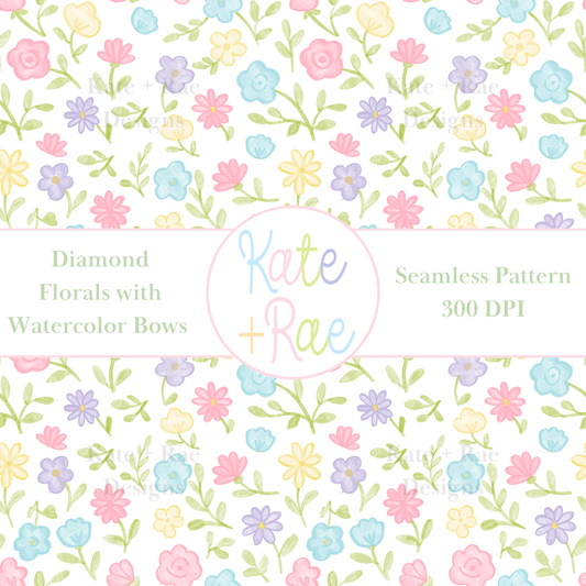 Ditsy Floral Watercolor Seamless Pattern