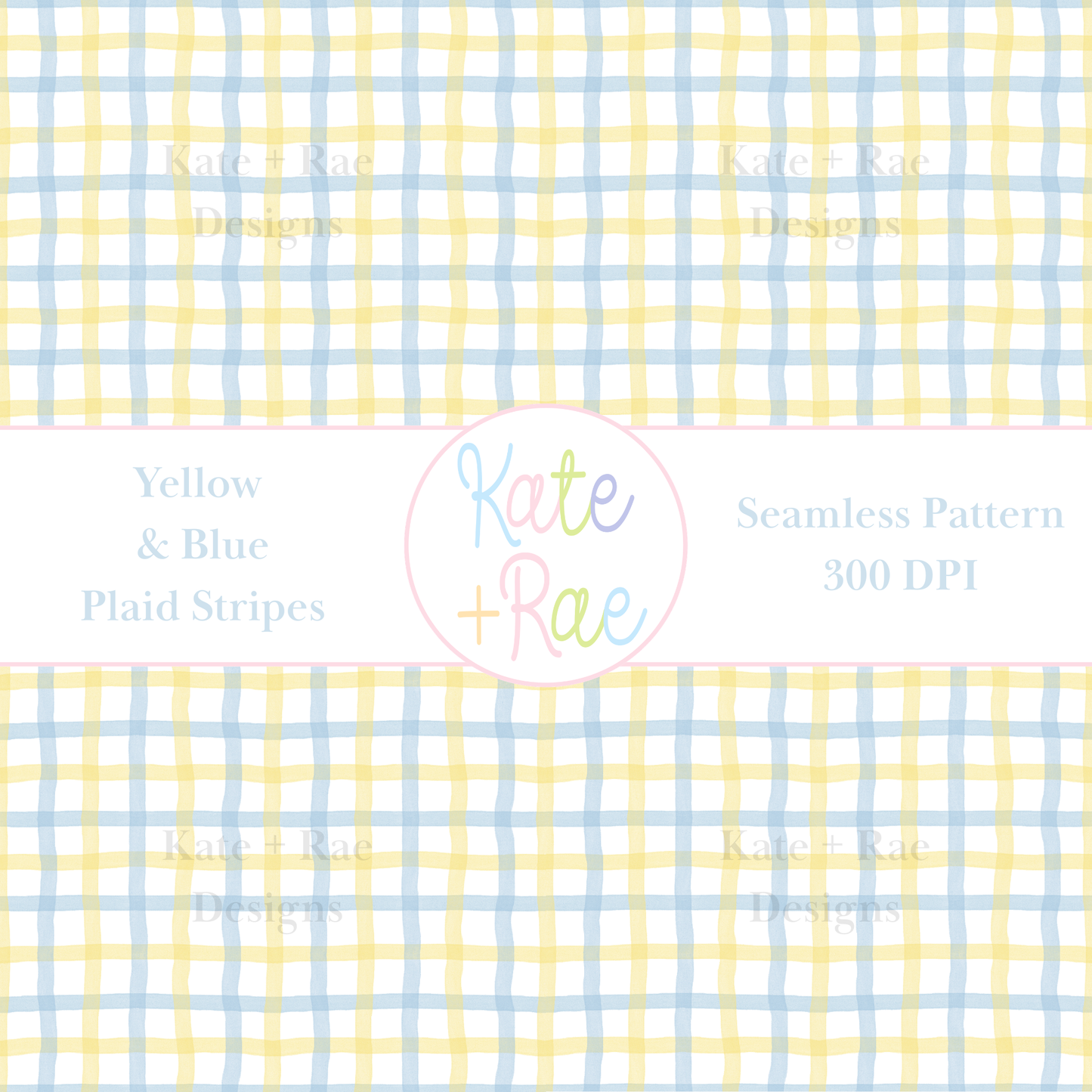 Blue & Yellow Plaid Watercolor Seamless Pattern