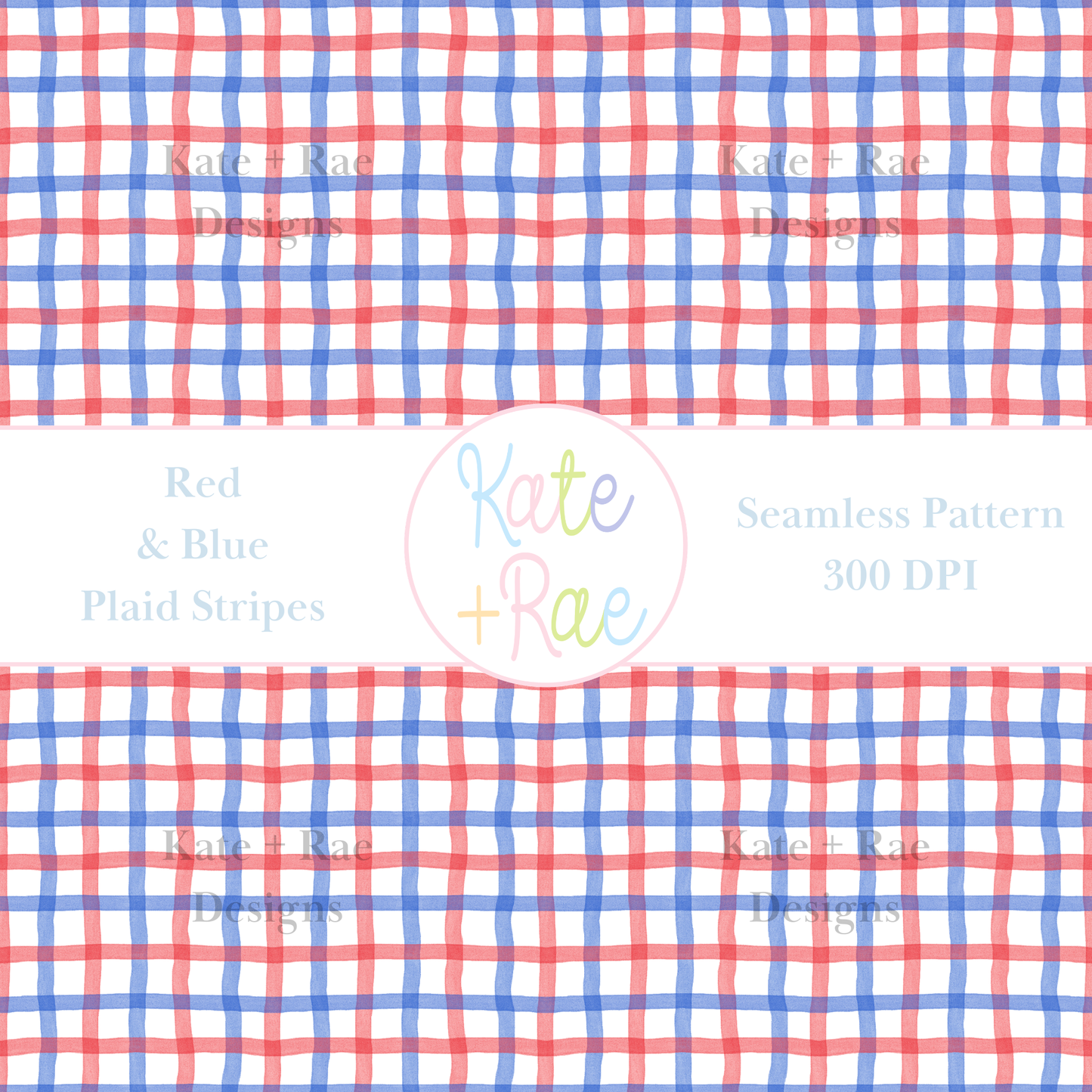 Red & Royal Blue Plaid Watercolor Seamless Pattern