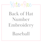 Back of Hat Number Embroidery - Baseball: Graphic reading Back of Hat Number Embroidery, Baseball