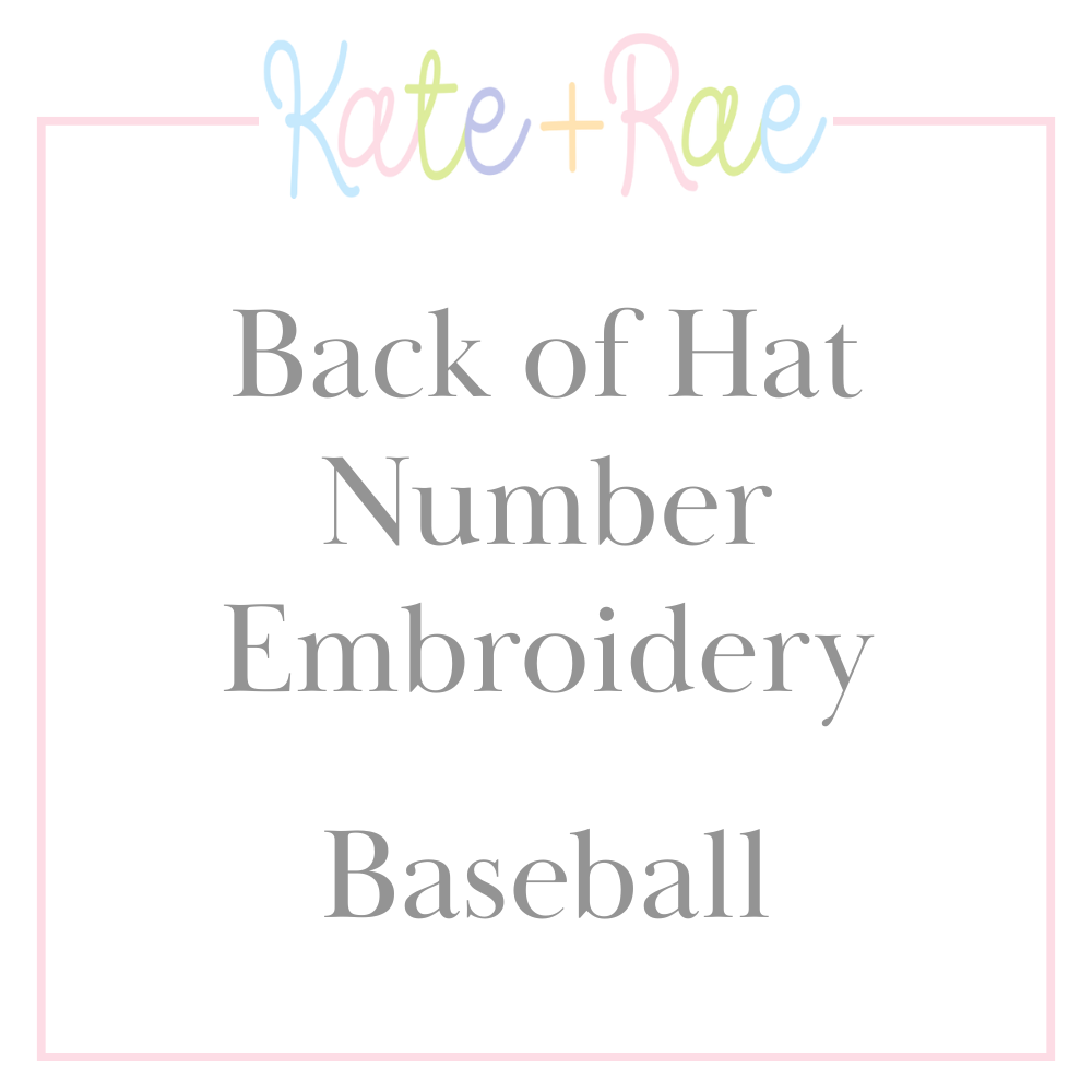 Back of Hat Number Embroidery - Baseball: Graphic reading Back of Hat Number Embroidery, Baseball