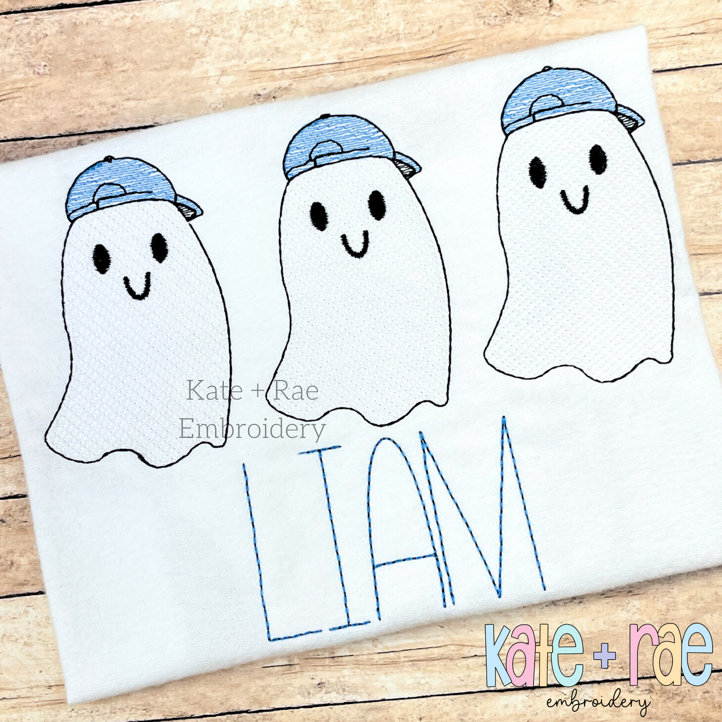 Boy's Ghost Trio Sketch Stitch Embroidery Design