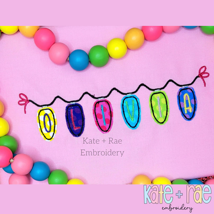 Christmas Lights Bean Stitch Applique Embroidery Font
