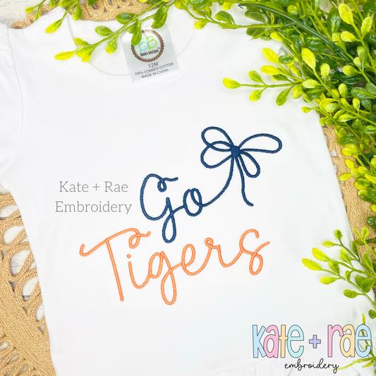 Preppy Go Tigers Embroidery Design