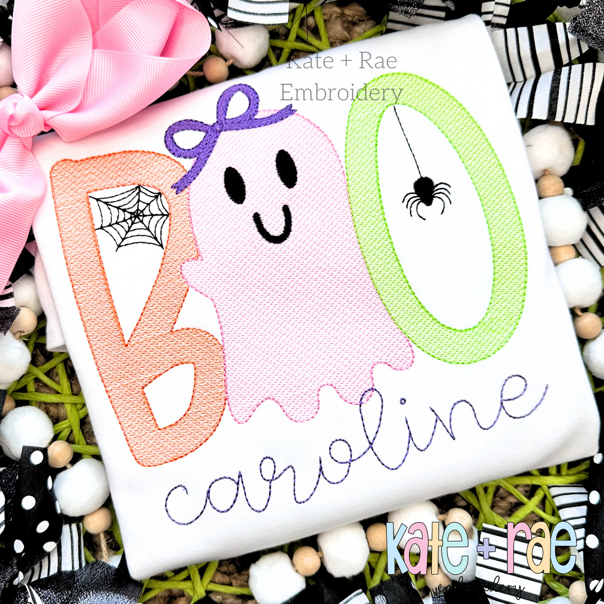 Girl's Boo Sketch Stitch Embroidery Design – Kate + Rae Designs