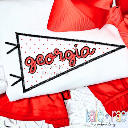 Pennant Flag Satin Stitch Applique Embroidery Design