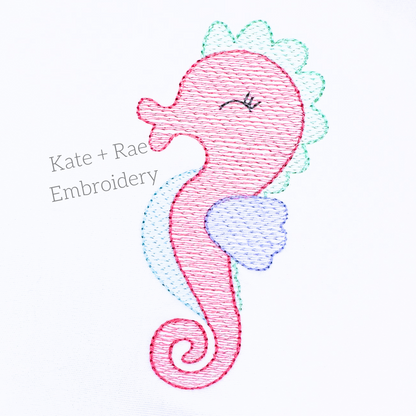 Seahorse Sketch Stitch Embroidery Design