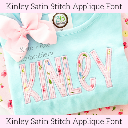 Kinley Satin Stitch Applique Font