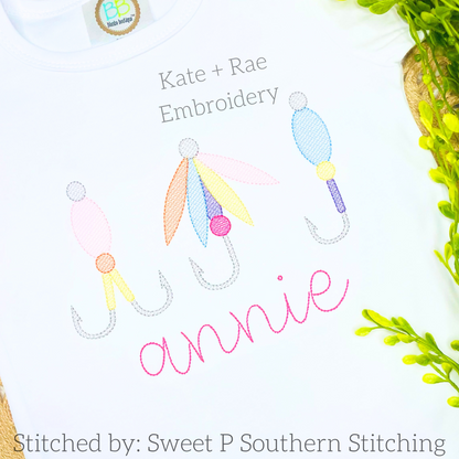 Fishing Lure Trio Sketch Stitch Embroidery Design