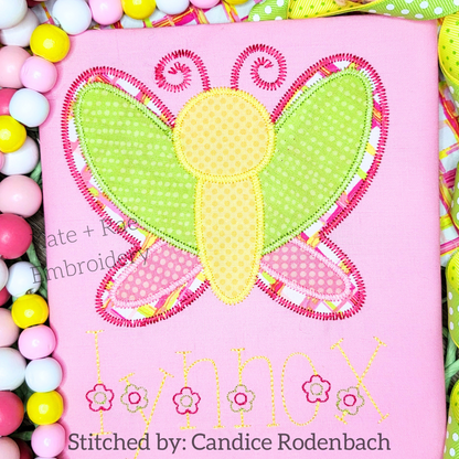 Butterfly Zigzag Stitch Applique Embroidery Design