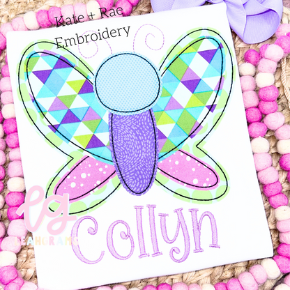 Butterfly Bean Stitch Applique Embroidery Design