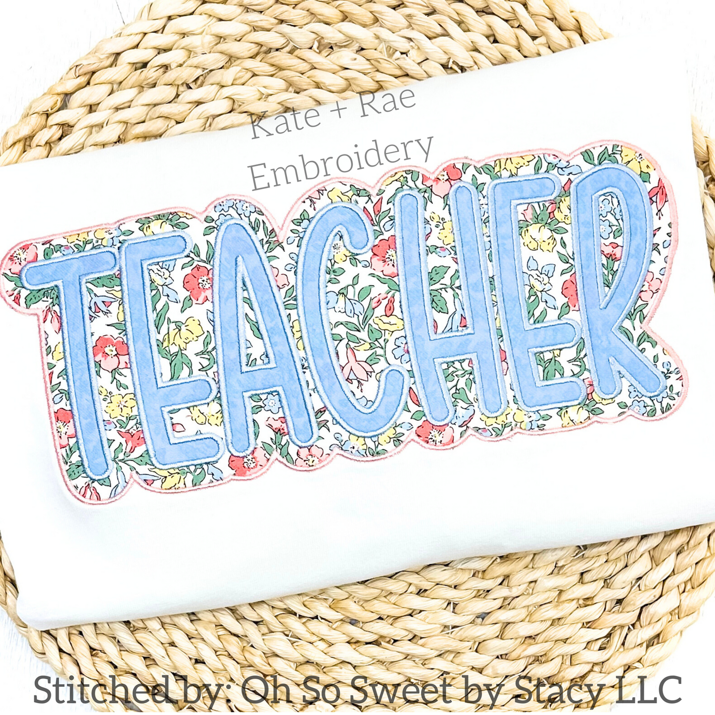 Teacher Double Satin Stitch Applique