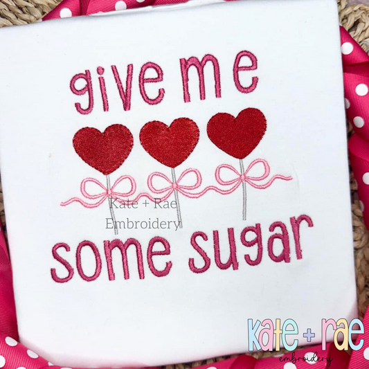 Heart Sucker Trio with Bows Fill Stitch Embroidery Design