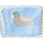 Mallard Duck Sketch Stitch Embroidery Design: Sketch stitch mallard duck stitched on a light blue sweatshirt