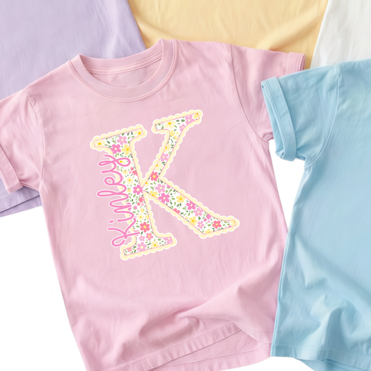 Pink & Yellow Floral Girl's T-Shirt