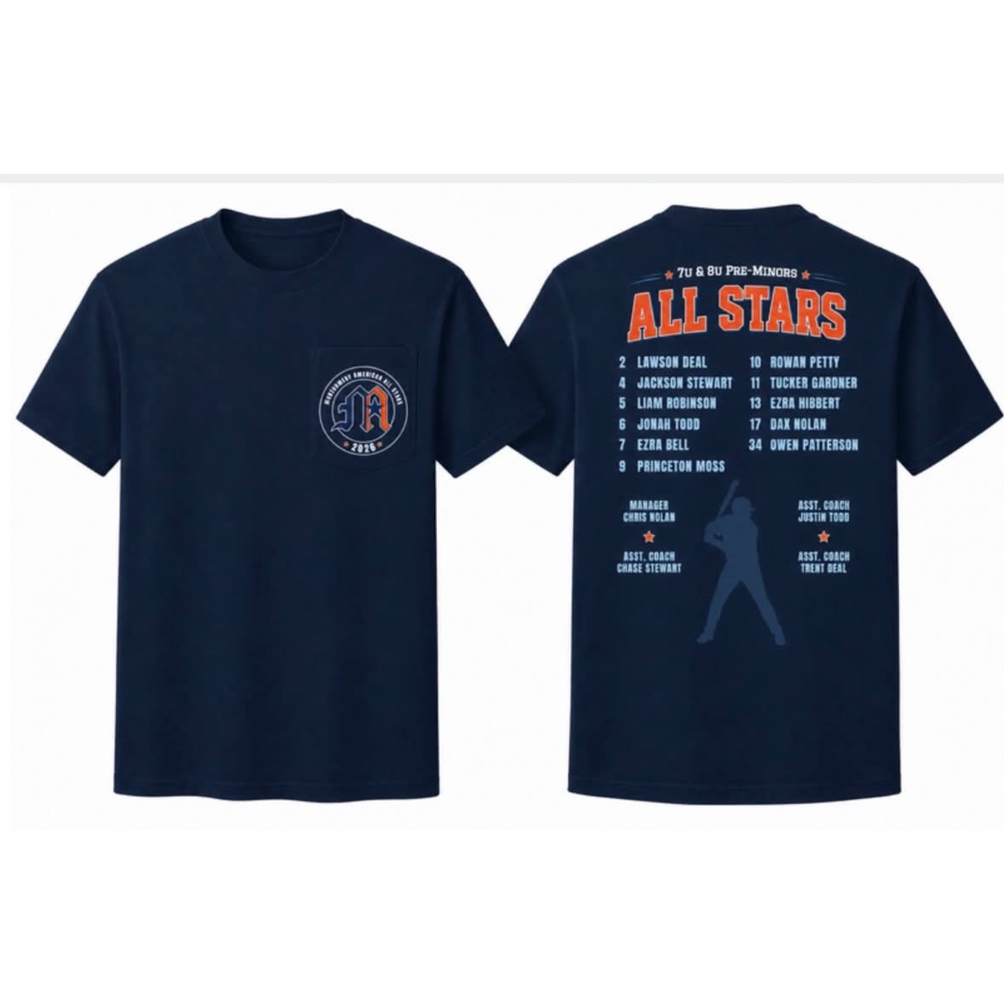 7U/8U Pre-Minors Roster Shirts