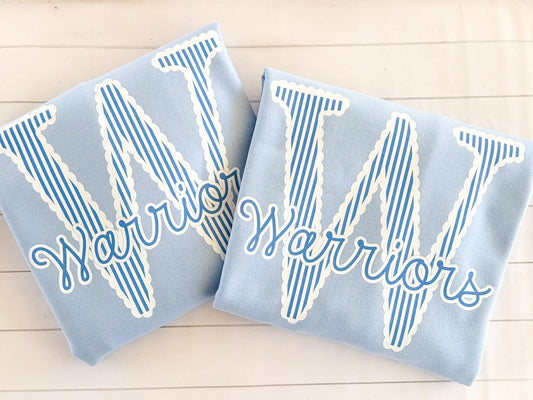 Scalloped Blue Warriors Sweatshirts