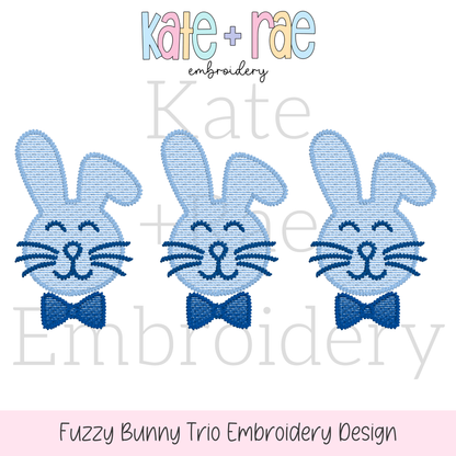 Boy's Fuzzy Easter Bunny Trio Sketch Stitch Embroidery Design